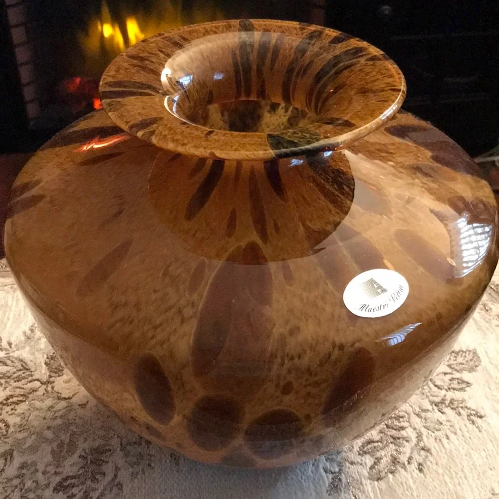Tortoise MAESTRI VETRAI Handblown Glass Vase